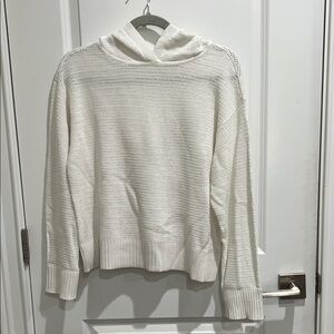 Ann Taylor White Knit Hoodie Sweater